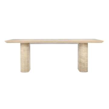Classic Home Aiden 87" Travertine Beige Stripped Stone Outdoor Dining Table