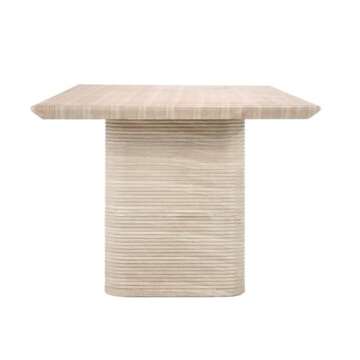 Classic Home Aiden 87" Travertine Beige Stripped Stone Outdoor Dining Table