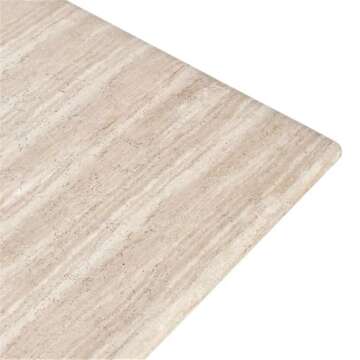 Classic Home Aiden 87" Travertine Beige Stripped Stone Outdoor Dining Table