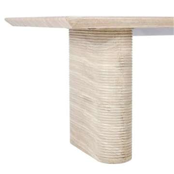 Classic Home Aiden 87" Travertine Beige Stripped Stone Outdoor Dining Table