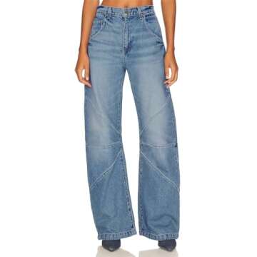 PLNOTME Womens High Waisted Barrel Jeans Casual Loose Boyfriend Wid Leg Denim Pants Light Blue