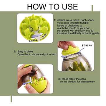 Swenter Tumbler Pet Toy, Automatic Pet Slow Feeder Treat Ball, Cat Dog Toy for Pet Increases IQ Interactive, Adjustable Dog Treat Dog Ball Dispensing Dog Toys(Green)