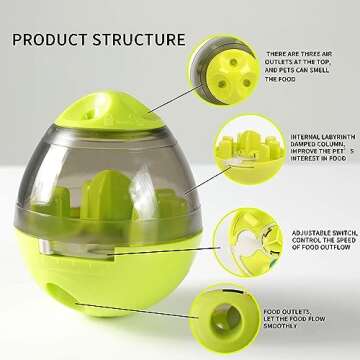 Swenter Tumbler Pet Toy, Automatic Pet Slow Feeder Treat Ball, Cat Dog Toy for Pet Increases IQ Interactive, Adjustable Dog Treat Dog Ball Dispensing Dog Toys(Green)