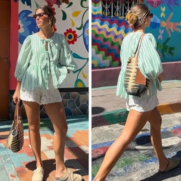 Stylish Tie Front Leopard Print Peplum Top for Women