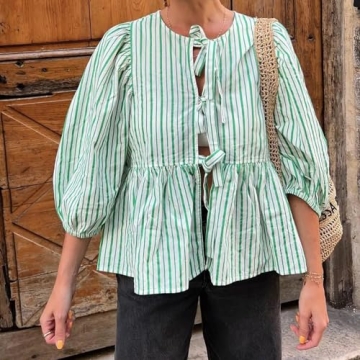 Stylish Tie Front Leopard Print Peplum Top for Women