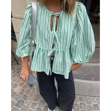 Stylish Tie Front Leopard Print Peplum Top for Women