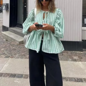 Stylish Tie Front Leopard Print Peplum Top for Women