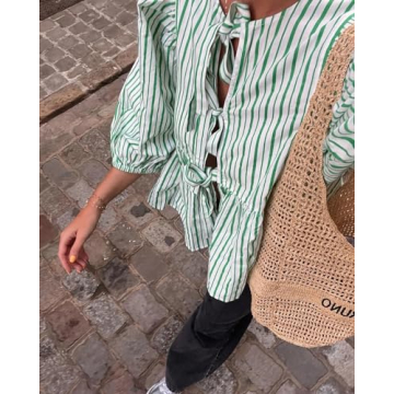 Stylish Tie Front Leopard Print Peplum Top for Women