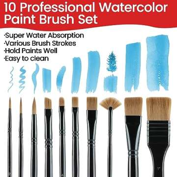 60pcs Watercolor Paint Set for Kids Adults Beginners, Professional Watercolor Paint Kit with Watercolor Paints, 10 Paint Brushes,Art Paper and More Watercolor Painting Supplies for Artists