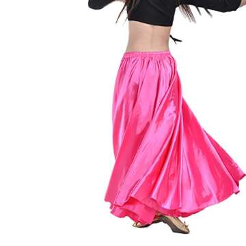 Whitewed Belly Dance Satin Long Circle Skirt - Glamorous Flow for Dance