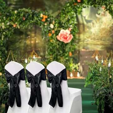 Maiangel Satin Chair Sashes Bows-50PCS Chair Ribbon Ties Back Sash for Wedding Party Events Banquet ...