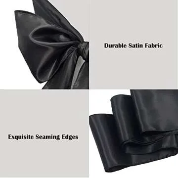 Maiangel Satin Chair Sashes Bows-50PCS Chair Ribbon Ties Back Sash for Wedding Party Events Banquet Chair Cover Decoration (Black)