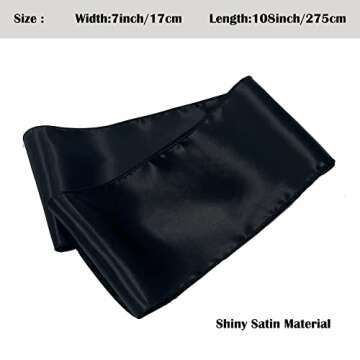 Maiangel Satin Chair Sashes Bows-50PCS Chair Ribbon Ties Back Sash for Wedding Party Events Banquet Chair Cover Decoration (Black)