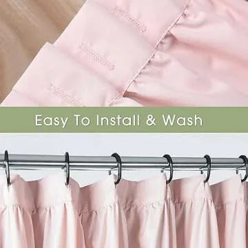 Homechoice Decor Peach Ruffle Shower Curtain, Vintage Handcrafted Bow Tie Bath Curtain for Master Bathroom, Ruched Microfiber Bathroom Curtain with 12 Buttonholes, 72" W x 84" H (LQ-10)