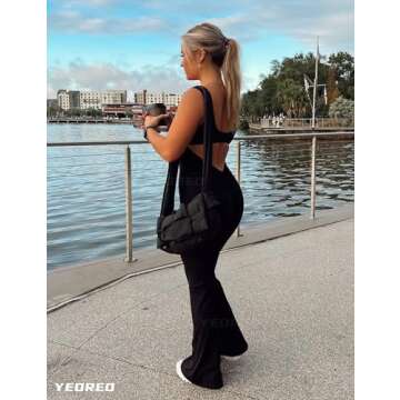 Stylish Women’s Backless Flare Jumpsuit for Workouts