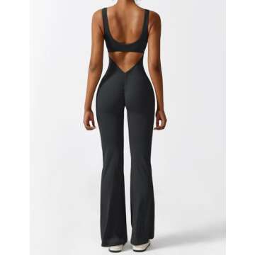 Stylish Women’s Backless Flare Jumpsuit for Workouts