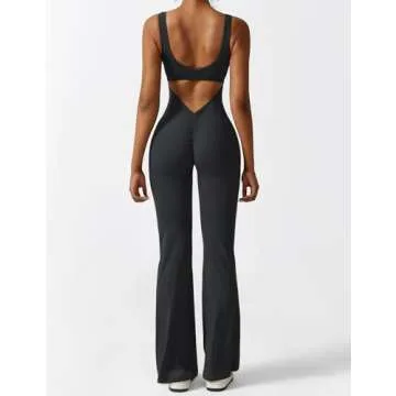 Stylish Women’s Backless Flare Jumpsuit for Workouts
