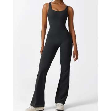 Stylish Women’s Backless Flare Jumpsuit for Workouts