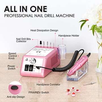 Subay Professional Finger Toe Nail Care Electric Nail Drill Machine Manicure Pedicure Kit Electric N...