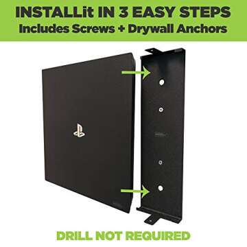 HIDEit Mounts 4P Wall Mount for PS4 Pro - Patented in 2018, Made in USA - White Mount for PlayStation 4 Pro to Store Your PS4 Pro on Wall Near or Behind TV