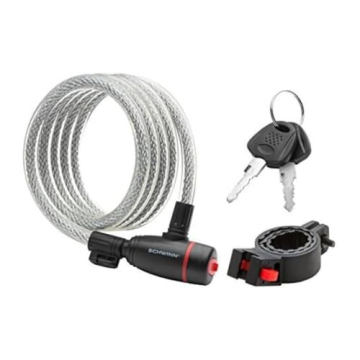 Schwinn Bike Key Lock in Braided Steel Cable - 6ft with 2 Keys Included, Security Level 3