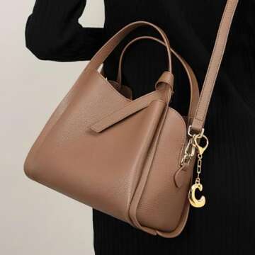 LILIE&WHITE Gold Keychain For Women With Letter Charm Gold Bag Charm Handbag Key Pendant Fashion Alp...