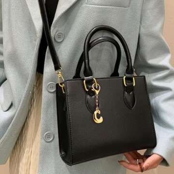 LILIE&WHITE Gold Keychain For Women With Letter Charm Gold Bag Charm Handbag Key Pendant Fashion Alphabet C Keychain Accessories Charms Jewelry Gift Bubble Initial Keychains