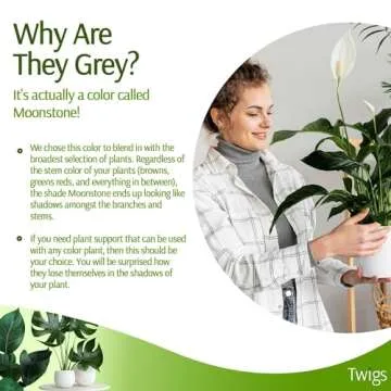 Twigs GA - Stackable Plant Support Stakes, Stem Holder Structures for Indoor & Outdoor Use, Garden Accessories for Climbing & Potted Plants, Trellis Alternative - Moonstone, 3 Pack, 17" L