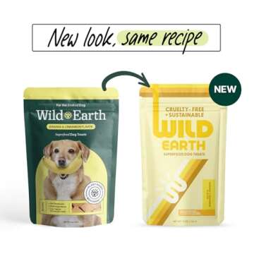 Wild Earth Superfood Dog Treats, Plant Based Dog Treats with Omega Acids, Prebiotics & Koji Protein, No Fillers, Veterinarian-Developed, Banana & Cinnamon Flavor