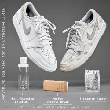 Reshoevn8r Shoe Cleaner Sneakers Kit, Original Kit - Sneaker Cleaner for Canvas, Mesh, Knit, Leather, Nubuck, Plastic, & Rubber Shoes - 4oz Cleaning Solution, 1 Medium Bristle Brush, & 6 Sneaker Wipes