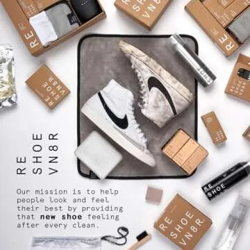 Reshoevn8r Shoe Cleaner Sneakers Kit, Original Kit - Sneaker Cleaner for Canvas, Mesh, Knit, Leather, Nubuck, Plastic, & Rubber Shoes - 4oz Cleaning Solution, 1 Medium Bristle Brush, & 6 Sneaker Wipes