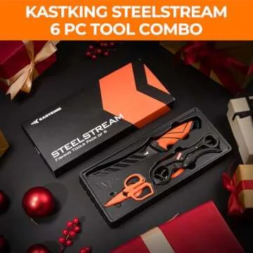 KastKing SteelStream 6pc Fishing Tool Kit - Corrosion Resistant Fishing Pliers with Lanyard, Fillet ...