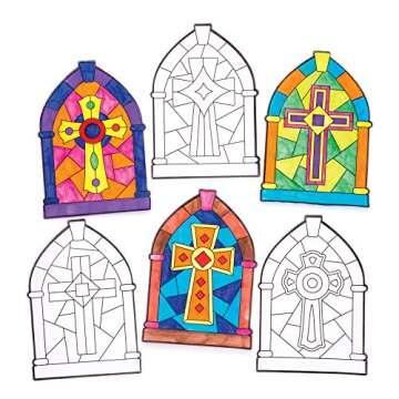Baker Ross Cross Stained Glass Window Craft Kit 12 Pack