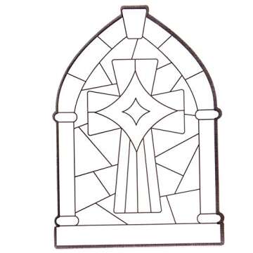 Baker Ross Cross Stained Glass Window Craft Kit 12 Pack