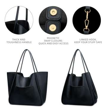 Stylish KKXIU Vegan Leather Tote Bag - Perfect for Travel