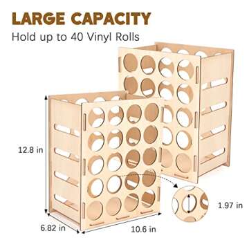 Yumkfoi Wooden Vinyl Roll Holder | 2 Pack Craft Organizer