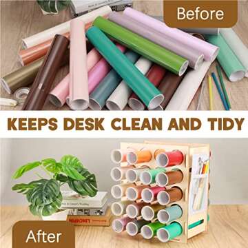 Yumkfoi Wooden Vinyl Roll Holder | 2 Pack Craft Organizer