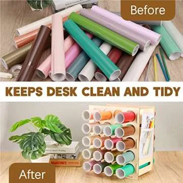 Yumkfoi Wooden Vinyl Roll Holder | 2 Pack Craft Organizer