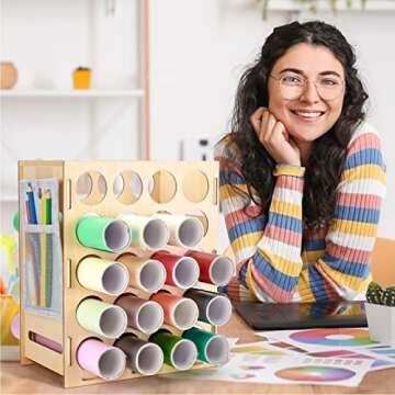 Yumkfoi Wooden Vinyl Roll Holder | 2 Pack Craft Organizer