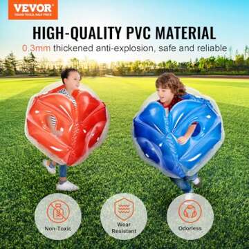 VEVOR Inflatable Bumper Balls 2-Pack, 2FT/0.6M Body Sumo Zorb Balls for Kids, Durable PVC Human Hams...