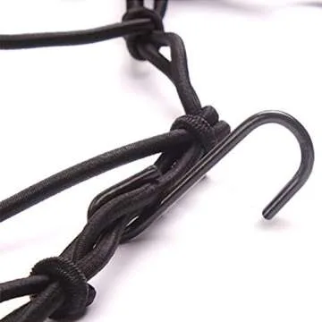 2 Pack of Black 15"X15" Cargo Net featuring 6 Adjustable Hooks & Tight 2"x2" Mesh