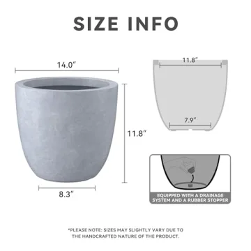 Stylish Kante 14 Inch Concrete Planter for Indoor Outdoor