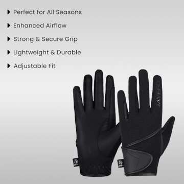 Jayefo ALL SEASON MEN & WOMEN HORSE RIDING GLOVES (BLACK, LARGE)