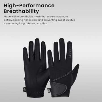 Jayefo ALL SEASON MEN & WOMEN HORSE RIDING GLOVES (BLACK, LARGE)