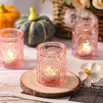 MATAHUM 36pcs Pink Votive Candle Holders, Votive Candles in Glass for Wedding Decor, Pink Candle Holder for Home, Table Centerpiece, Birthday Party, Gifts, Holiday Decor
