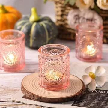 MATAHUM 36pcs Pink Votive Candle Holders, Votive Candles in Glass for Wedding Decor, Pink Candle Holder for Home, Table Centerpiece, Birthday Party, Gifts, Holiday Decor