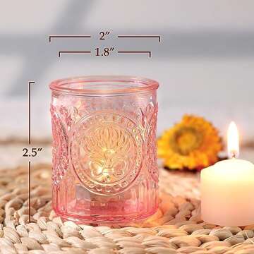 MATAHUM 36pcs Pink Votive Candle Holders, Votive Candles in Glass for Wedding Decor, Pink Candle Holder for Home, Table Centerpiece, Birthday Party, Gifts, Holiday Decor