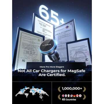 LISEN for Magsafe Car Mount Charger, Fast Charging 15W Air Vent Magnetic Wireless Car Charger for iP...