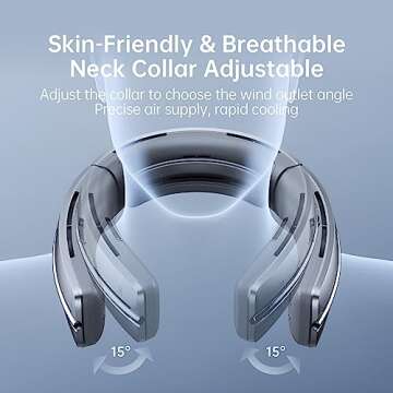 JISULIFE Portable Neck Fan, Bladeless Hands Free Fan 【10.5Hrs Cooling】 100 Speeds Adjustment USB Rechargeable Fan, LED Display, Negative Ion, Wearable Personal Fan for Men Women Indoor Outdoor Silver
