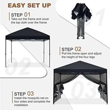 MASTERCANOPY Pop-Up Setup Outdoor Canopy with Netting Screen Walls (10x10, Black)